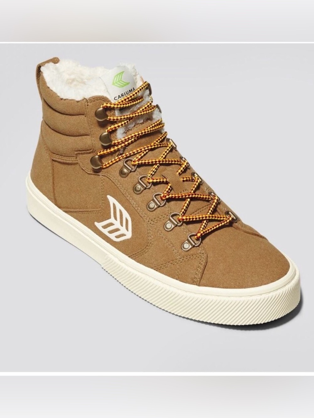 Cariuma Women’s Caturi Tan High-Top Sneaker Boot with Sherpa Lining, 7